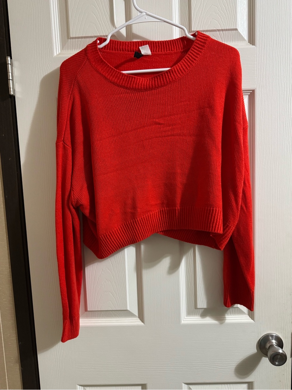 Women's Red Cropped Knit Sweater